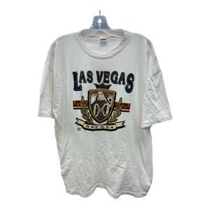 Vintage Single Stitch Active-T Las Vegas Queen of Heart White T-Shirt Size XL